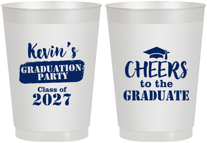Personalized Graduation 10 oz Frosted Cups - Class Of 2027 Cheers Graduate | 130034