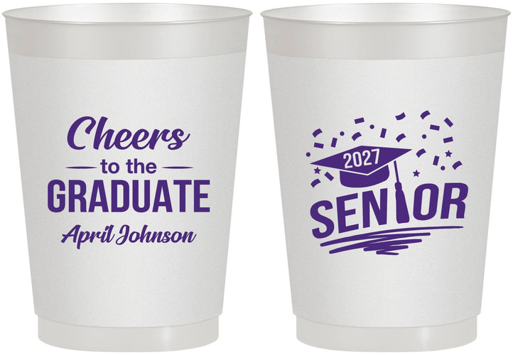 Personalized Graduation 10 oz Frosted Cups - Class Of 2027 Cheers Graduate | 130035