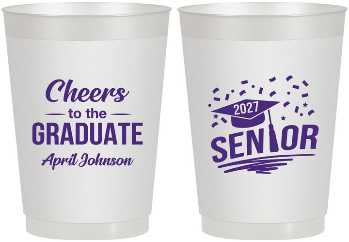 Personalized Graduation 10 oz Frosted Cups - Class Of 2027 Cheers Graduate | 130035