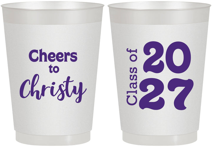 Personalized Graduation 10 oz Frosted Cups - Class Of 2027 Cheers | 130037