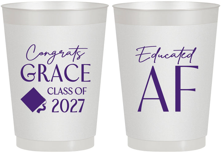 Personalized Graduation 10 oz Frosted Cups - Class Of 2027 Educated Af | 130040