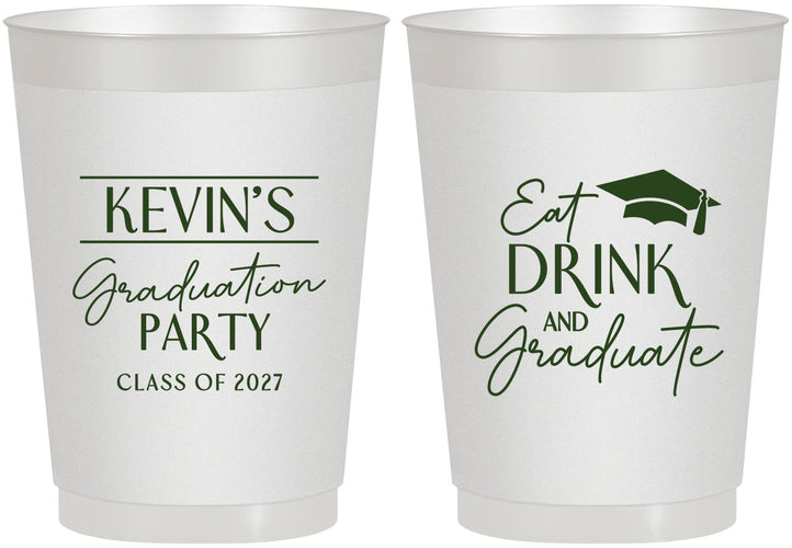Personalized Graduation 10 oz Frosted Cups - Class Of 2027 Eat Drink Graduate | 130043