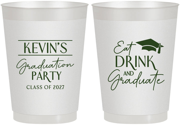 Personalized Graduation 10 oz Frosted Cups - Class Of 2027 Eat Drink Graduate | 130043