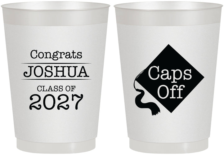Personalized Graduation 10 oz Frosted Cups - Class Of 2027 Caps Off | 130045