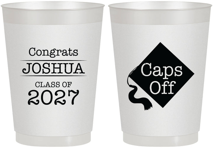 Personalized Graduation 10 oz Frosted Cups - Class Of 2027 Caps Off | 130045