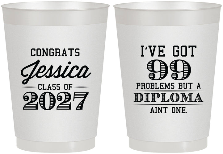 Personalized Graduation 10 oz Frosted Cups - Class Of 2027 99 Problems | 130047