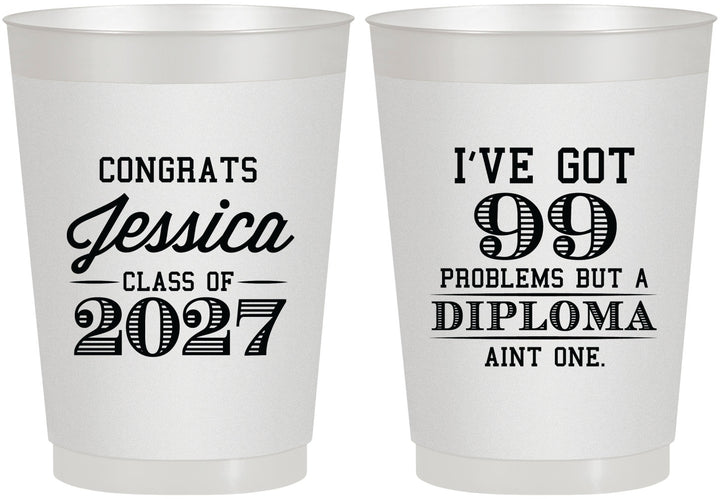 Personalized Graduation 10 oz Frosted Cups - Class Of 2027 99 Problems | 130047