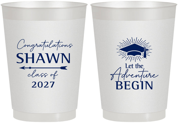 Personalized Graduation 10 oz Frosted Cups - Class Of 2027 Adventure Begin | 130048