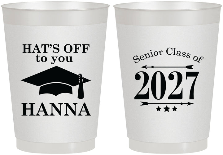 Personalized Graduation 10 oz Frosted Cups - Class Of 2027 Hats Off | 130049