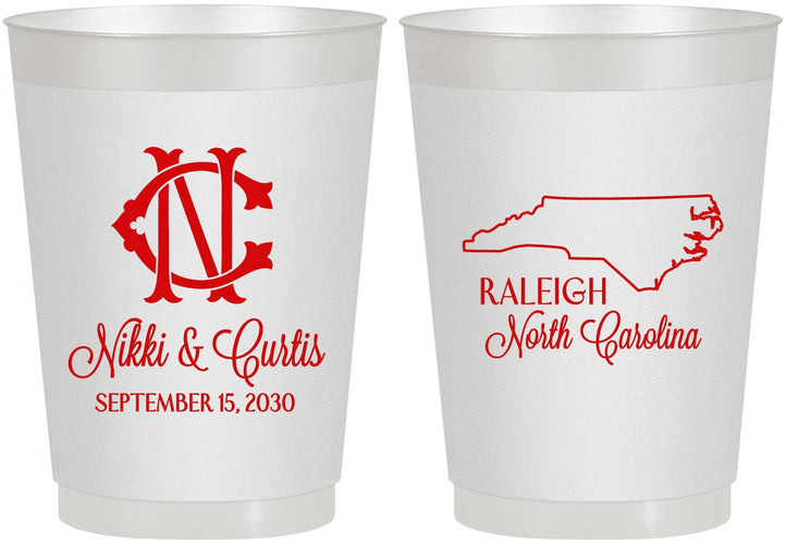 Personalized Wedding 10 oz Frosted Cups - North Carolina | 132