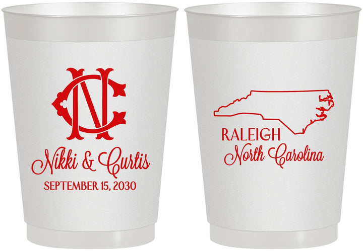 Personalized Wedding 10 oz Frosted Cups - North Carolina | 132