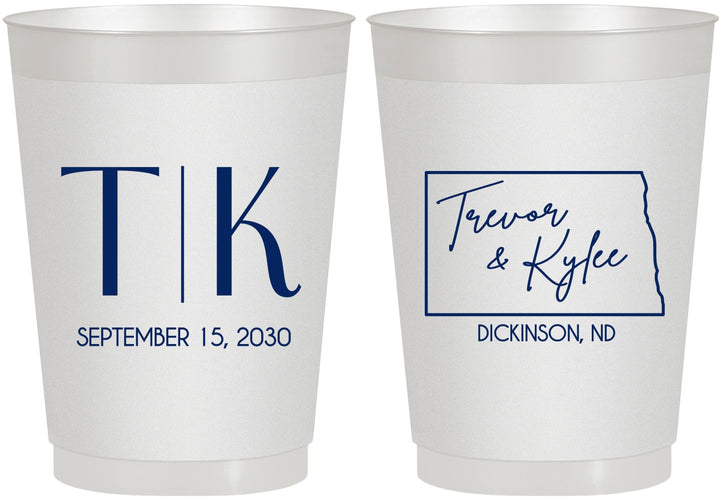 Personalized Wedding 10 oz Frosted Cups - North Dakota | 133