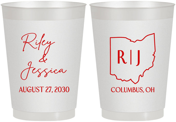 Personalized Wedding 10 oz Frosted Cups - Ohio | 134