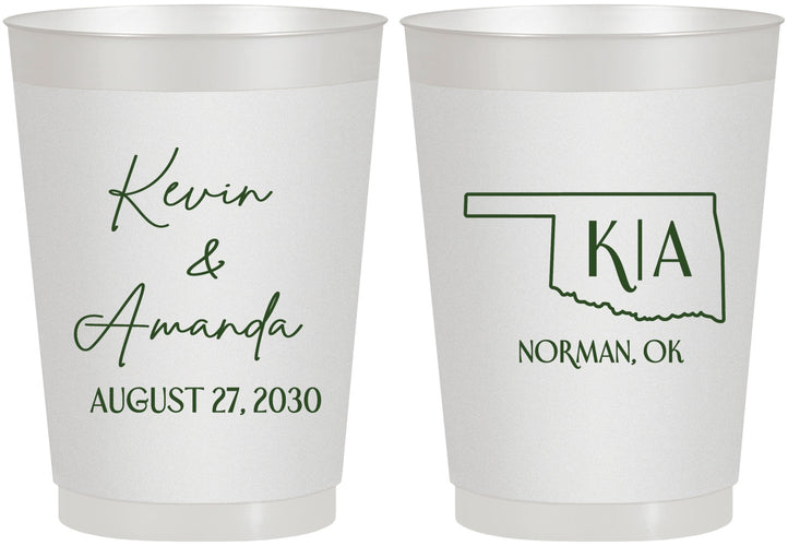 Personalized Wedding 10 oz Frosted Cups - Oklahoma | 135