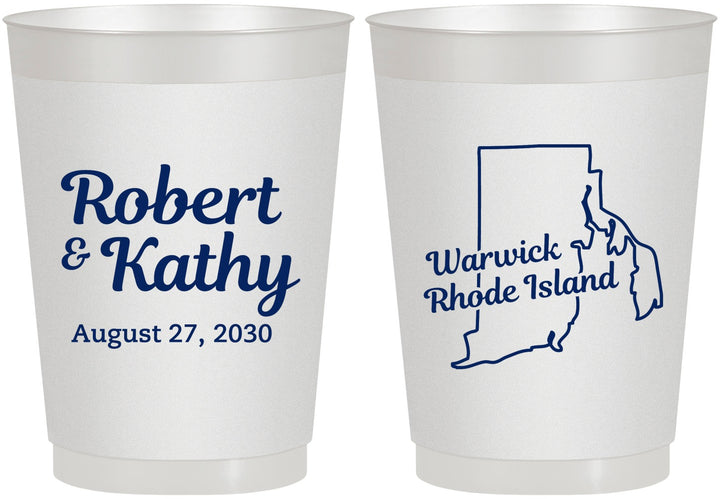 Personalized Wedding 10 oz Frosted Cups - Rhode Island | 138