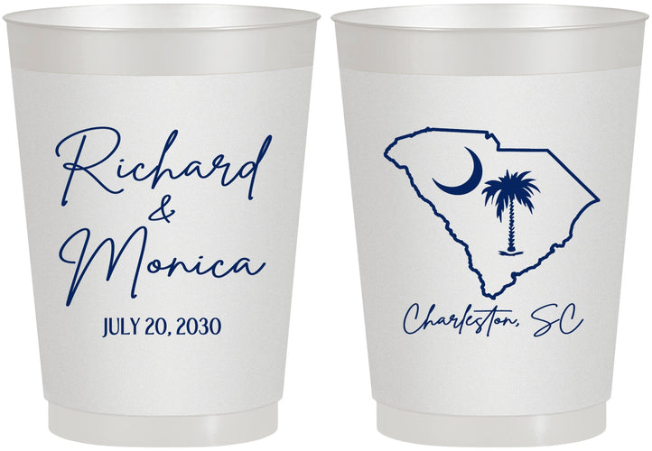 Personalized Wedding 10 oz Frosted Cups - South Carolina | 139