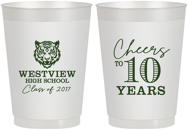 Personalized Class Reunion 10 oz Frosted Cups - Class Of 2017 10 Year | 140005