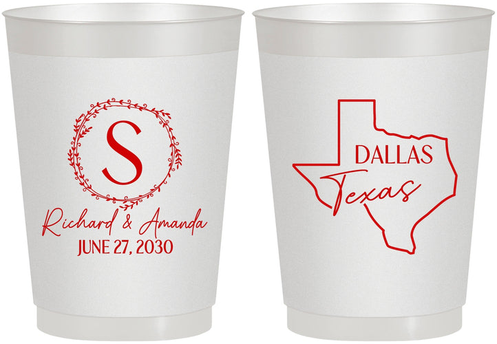 Personalized Wedding 10 oz Frosted Cups - Texas | 142