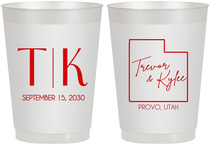Personalized Wedding 10 oz Frosted Cups - Utah | 143