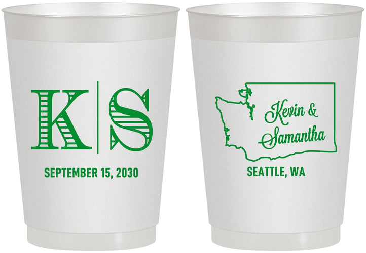 Personalized Wedding 10 oz Frosted Cups - Washington | 146