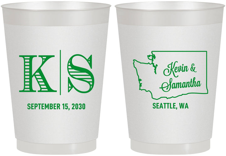 Personalized Wedding 10 oz Frosted Cups - Washington | 146