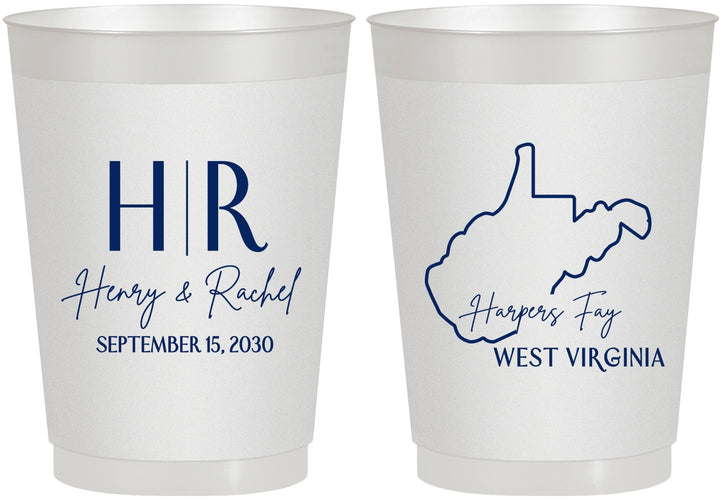 Personalized Wedding 10 oz Frosted Cups - West Virginia | 147