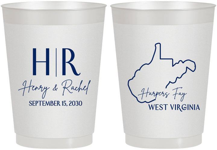 Personalized Wedding 10 oz Frosted Cups - West Virginia | 147