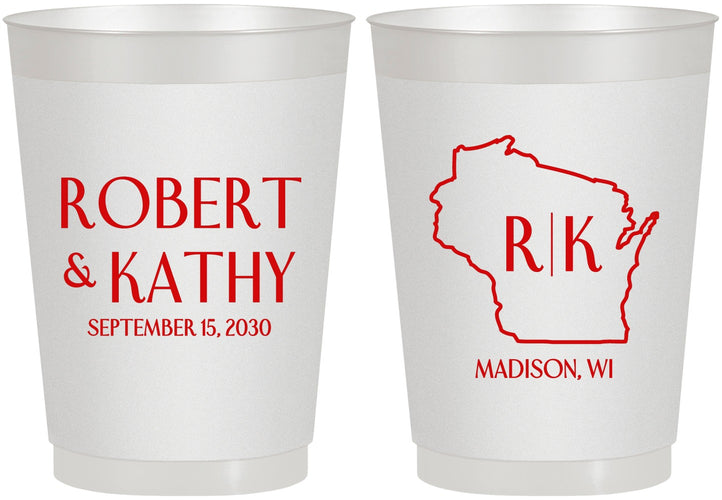 Personalized Wedding 10 oz Frosted Cups - Wisconsin | 148