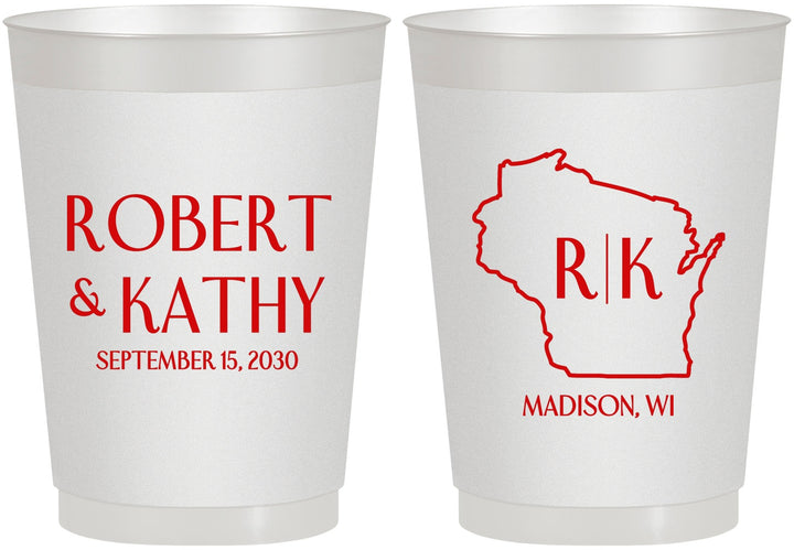 Personalized Wedding 10 oz Frosted Cups - Wisconsin | 148