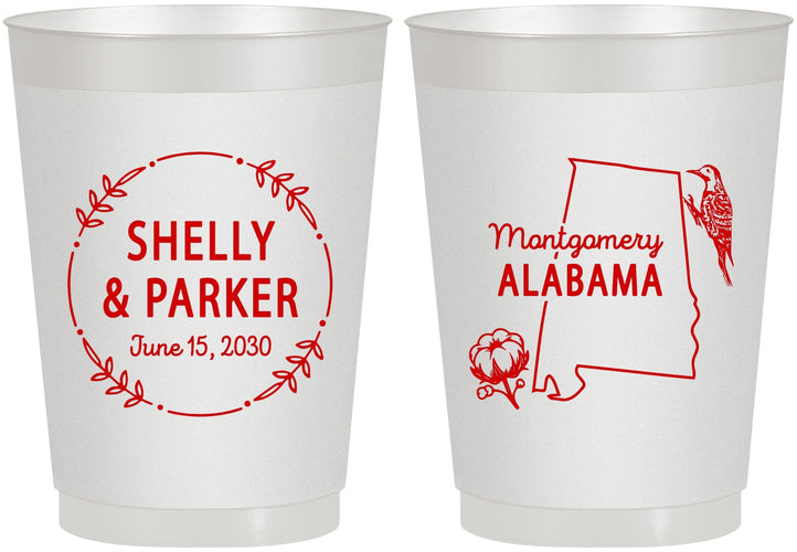 Personalized Wedding 10 oz Frosted Cups - Alabama | 150