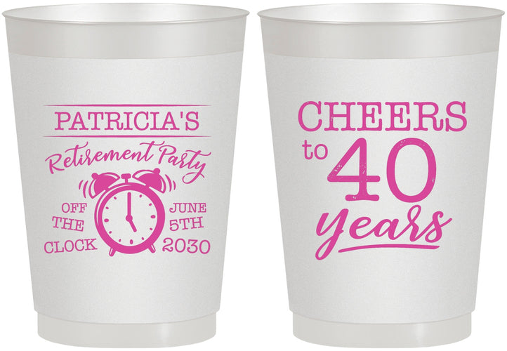 Personalized Retirement 10 oz Frosted Cups - Off The Clock | 150000