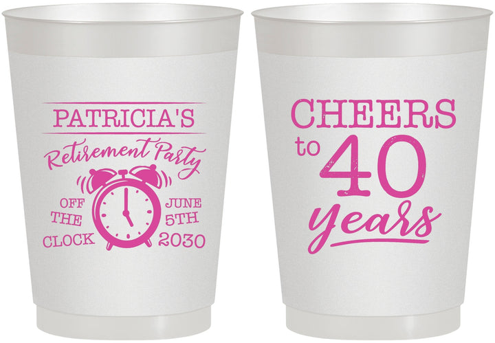 Personalized Retirement 10 oz Frosted Cups - Off The Clock | 150000