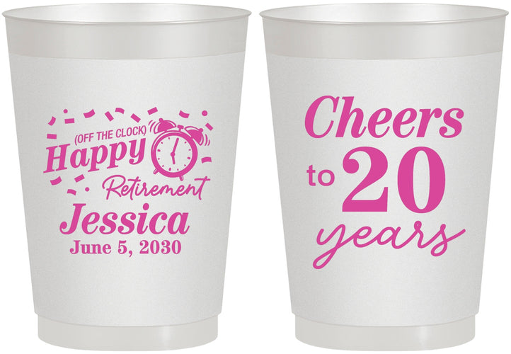Personalized Retirement 10 oz Frosted Cups - Off The Clock | 150001