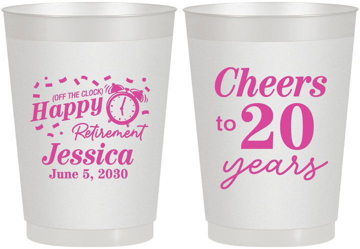 Personalized Retirement 10 oz Frosted Cups - Off The Clock | 150001