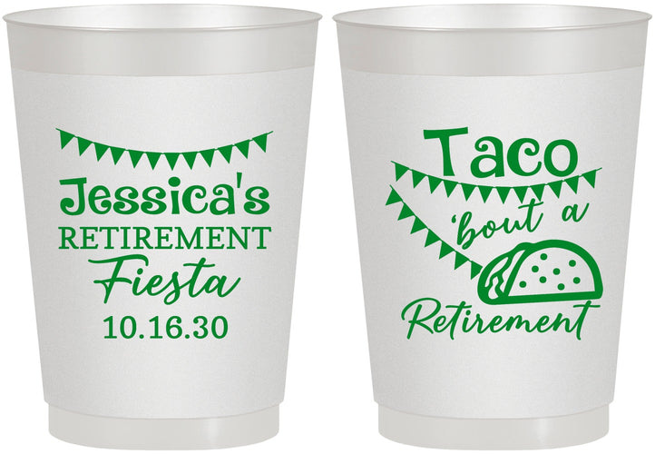 Personalized Retirement 10 oz Frosted Cups - Taco Bout A Retirement | 150002