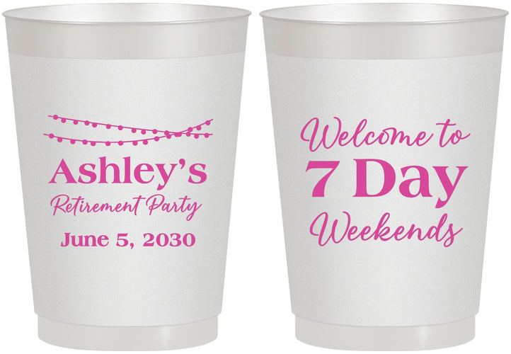 Personalized Retirement 10 oz Frosted Cups - 7 Day Weekends | 150004