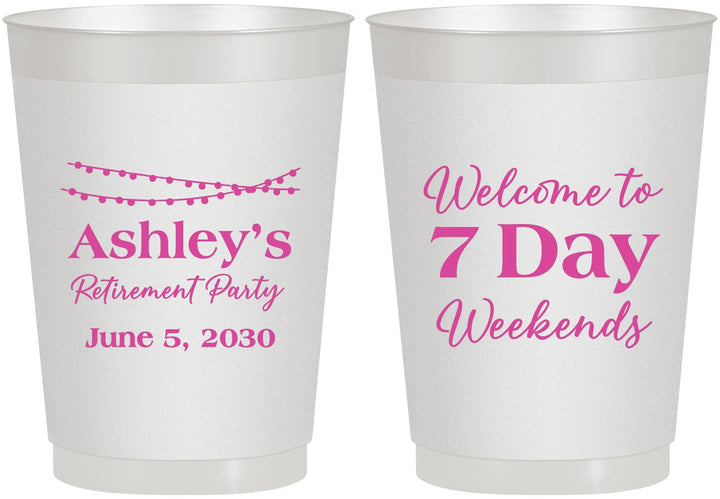 Personalized Retirement 10 oz Frosted Cups - 7 Day Weekends | 150004