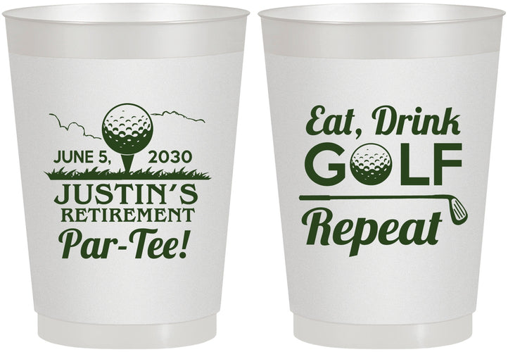 Personalized Retirement 10 oz Frosted Cups - Eat Drink Golf Repeat | 150005