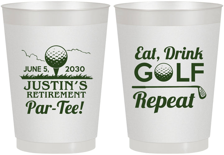 Personalized Retirement 10 oz Frosted Cups - Eat Drink Golf Repeat | 150005