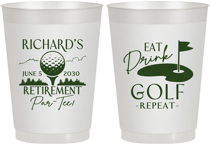 Personalized Retirement 10 oz Frosted Cups - Eat Drink Golf Repeat | 150006