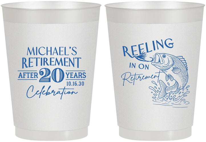 Personalized Retirement 10 oz Frosted Cups - Fishing Reeling In | 150007