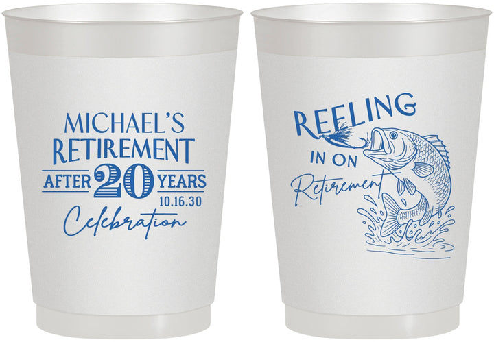 Personalized Retirement 10 oz Frosted Cups - Fishing Reeling In | 150007