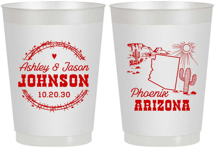 Personalized Wedding 10 oz Frosted Cups - Arizona | 152