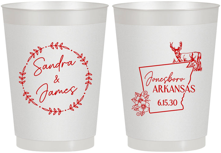 Personalized Wedding 10 oz Frosted Cups - Arkansas | 153