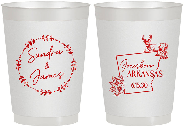 Personalized Wedding 10 oz Frosted Cups - Arkansas | 153