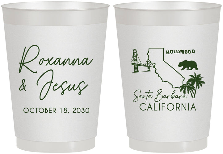 Personalized Wedding 10 oz Frosted Cups - California | 154