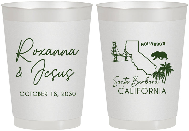 Personalized Wedding 10 oz Frosted Cups - California | 154