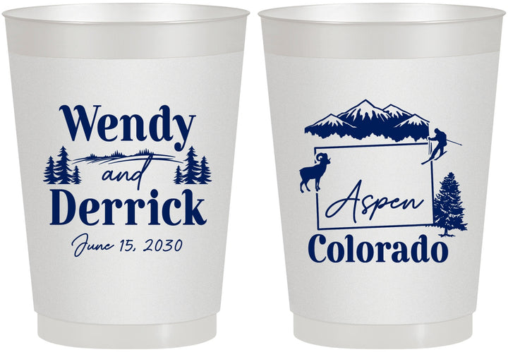 Personalized Wedding 10 oz Frosted Cups - Colorado | 155
