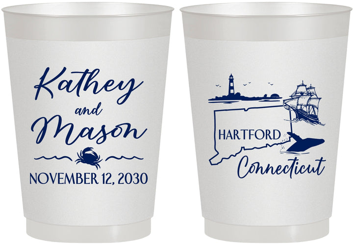Personalized Wedding 10 oz Frosted Cups - Connecticut | 156