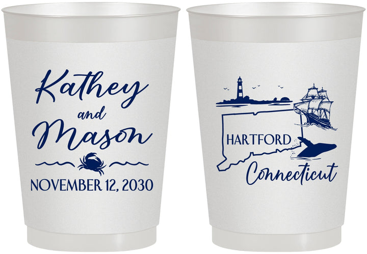 Personalized Wedding 10 oz Frosted Cups - Connecticut | 156